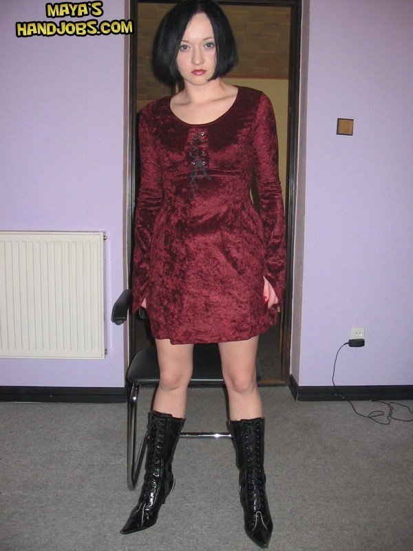 Sexy Babe Maya Lifts Her Red Dress And Shows Her Pussy Photos