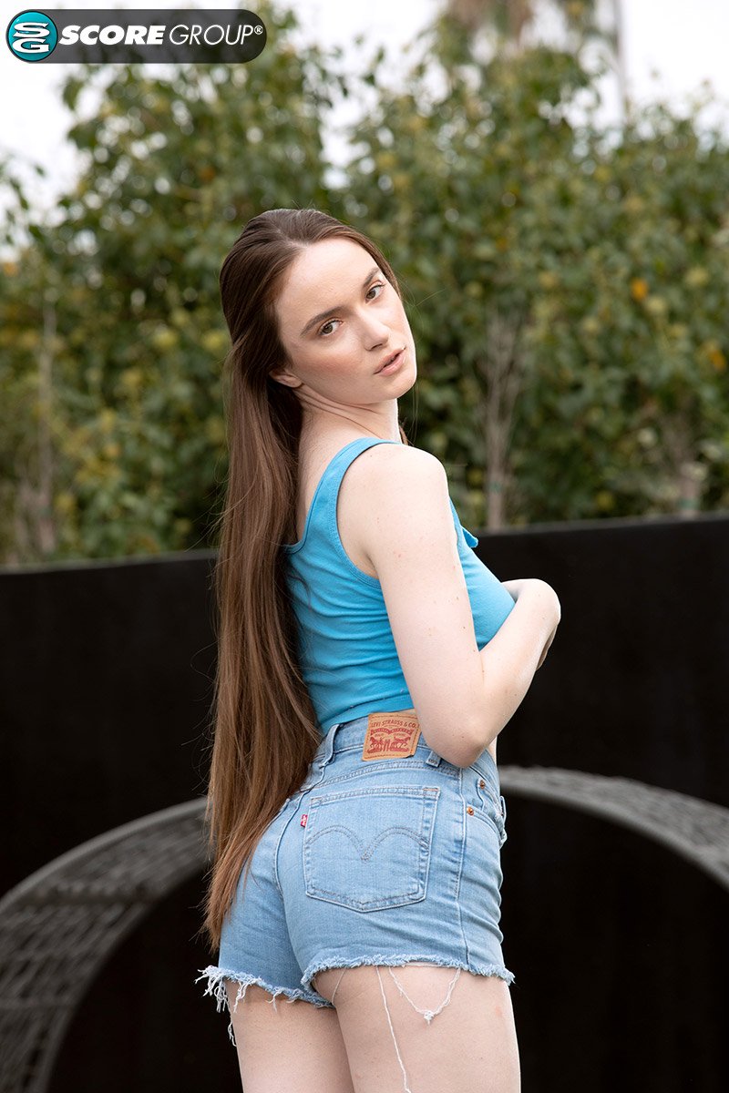 Sexy Brunette Hazel Moore In Denim Shorts Strips And Masturbates Outdoors Photos