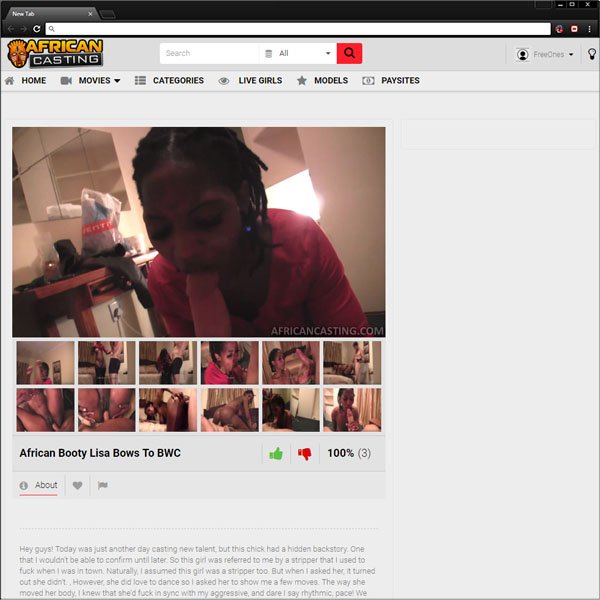 Freeones Gives Porn Site African Casting An Overall Review Rating Of