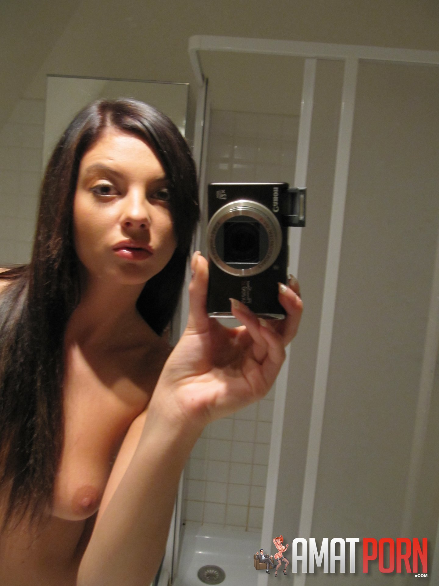 Brunette Amateur Shows Off Her Lovely Slim Body Photos