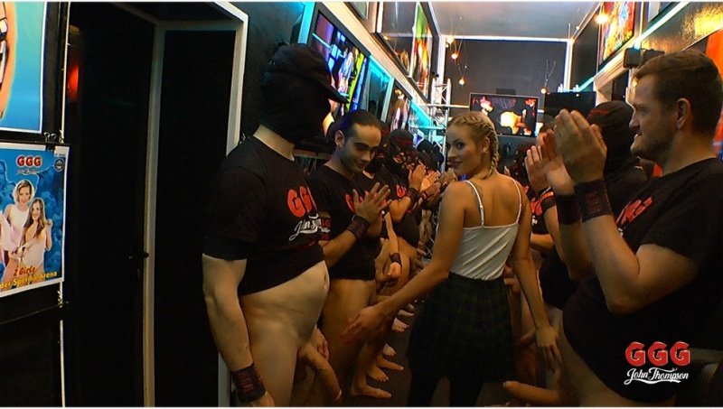 Amazing Blonde Babe Lined Up Several Cocks To Suck And Fuck Photos
