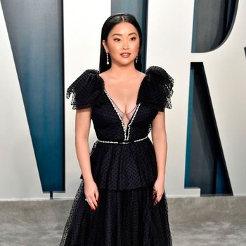 Lana Condor cleavage at Vanity Fair Oscar Party