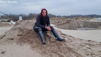 Red haired MILF walks in mud wearing rubber boots - Nica-Nordic-Dirty-Boots%20(7)