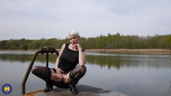 Outdoors solo session with hot ass blonde mature Mia Wallace 007