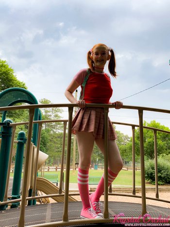 Krystal Orchid is happy to spread Pussy Outside - Krystal-Orchid-Naughty-Schoolgirl(7)