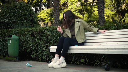 Beautiful brunette smoking a cigarette — 9