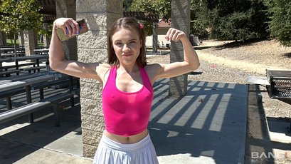 Cute neighbor Rose Carter teases outdoors and comes into the house for sex — 2