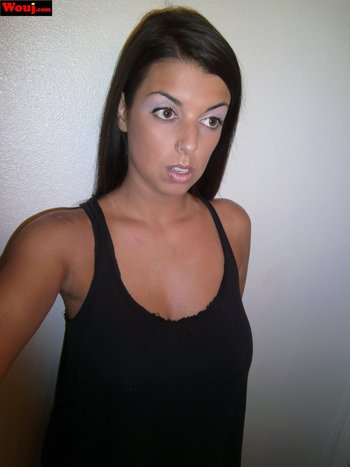 Amazing brunette chick taking pictures off her nice butt in panties