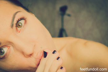 Nothing makes this brunette girl happier than licking her feet - 000005