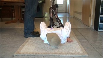 Kinky guy ties up his wife with pantyhose on her head - Bound-Ticklish-Girl-Tied up (6)