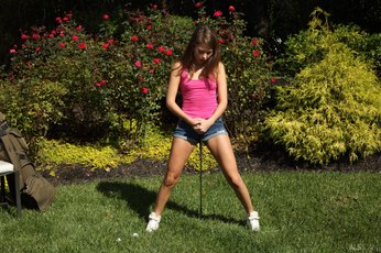 Riley Reid practicing her Swing with a lucky Nine Iron — 2