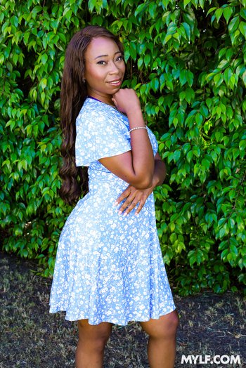 Black neighbor Mocha Menage shows her small tits and gets fucked hard