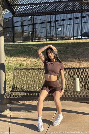 Brunette Angel having fun flashing her hot ass & natural tits in public 007