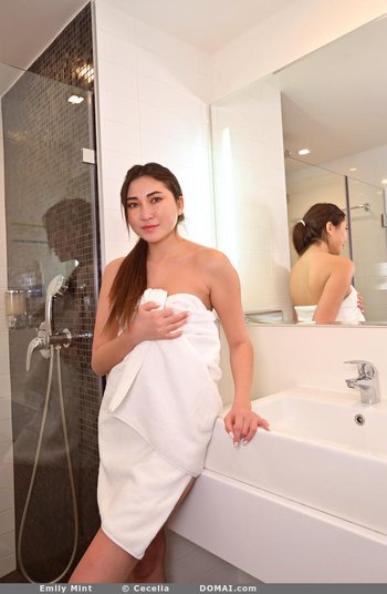 Beautiful Asian chick takes a hot shower - Domai-Showering (1)