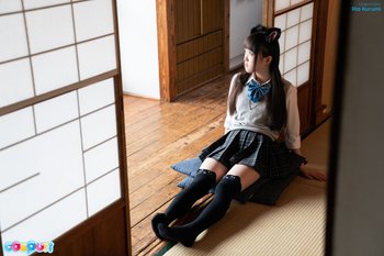 Ria Kurumi masturbates alone in a cute cosplay outfit 001