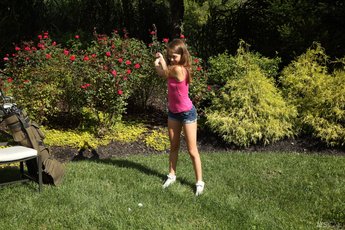 Riley Reid practicing her Swing with a lucky Nine Iron — 1