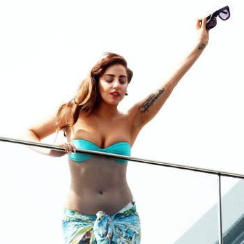 Lady Gaga caught topless in a Thong on a Balcony