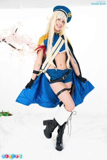 Hot blondie Kristen Scott in sexy uniform plays with her pussy 011