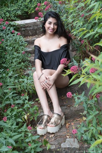 Natasha Ornella flaunts her Coochie in the Garden - Natasha-Ornella-brunette-hottie(1)