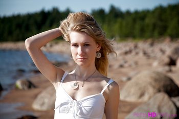 Lovely young girl Mariana strips and shows her shaved pussy on the beach - Lovely young girl Mariana strips and shows her shaved pussy on the beach 004