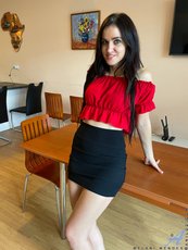 Sweet solo model Melany Mendes drops on the floor to pose for Anilos — 2