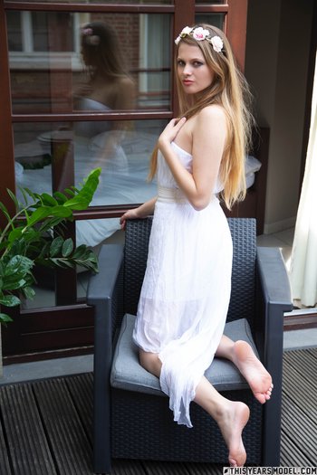Sophie Sparks strips and spreads tight young twat - 0006-02