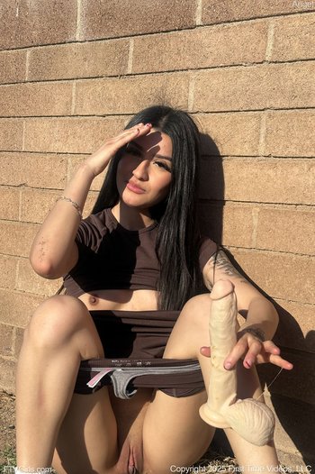 Brunette Angel having fun flashing her hot ass & natural tits in public 002