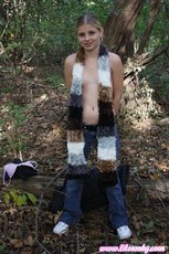 cute Lil Candy goes for a walk in the woods and exposes her tight pussy — 6