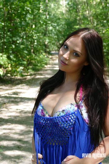 Busty beauty Ava Nicks is teasing and flashing her big boobs and pussy - ava-nicks-solo-boobs-forest-pussy-012