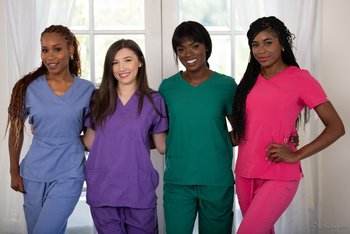 Hot lesbian interracial foursome with two white and two black hotties - Hot lesbian interracial foursome with two white and two black hotties 001