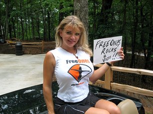 Vicky Vette in a FreeOnes T-shirt posing — 1