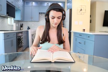 Brunette Summer Renee with natural tits and hot ass sucking a dick