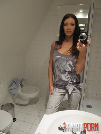 Sizzling brunette stripping in front of the mirror - Natalie-Mirror-Selfies(2)