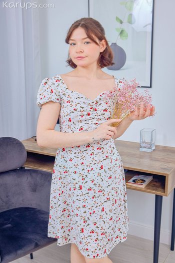 Small breasts Virgin Butterfly spreading legs on the blue chair