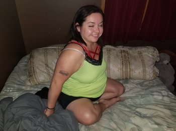 Brunette BBW stripping down and showing her boobies - 000008