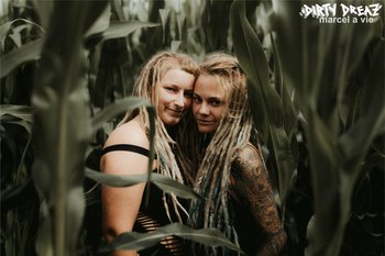 Two chicks with dreadlocks posing on camera outdoors - Dirty-Dreaz-Filmz-Nudes (2)