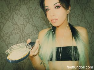 Beautiful tattoos girl loves brushing her long hair — 12