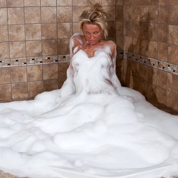 Kendra Rain covered in Bubbles all wet in the Bath