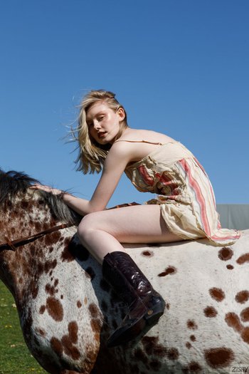 Farmgirl Cami having fun with the horses and posing for the camera 010
