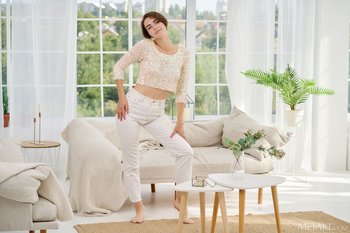 Leggy Erika Luchini teases with her white panties - Erika-Luchini-Showing-Pussy (1)