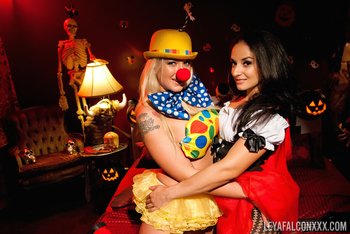 Slutty Leya Falcon bangs Sheena Ryder on Halloween -  Leya-Falcon-Sheena-Ryder-Lesbian-Srap-On (1)