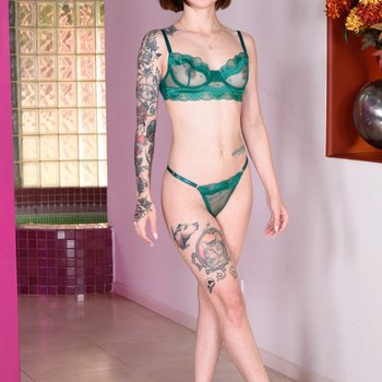 A gostosa tatuada Stevie Moon abre as pernas para ser fodida em seu cu delicioso.