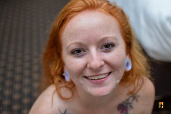 Horny redhead girl gets a facial after sucking a dick in POV - 000013