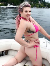 Cute Emmy Demure lounges on Her Boat at Lake — 7