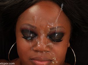 Black babe Jayden Starr gets cum all over her pretty face — 17