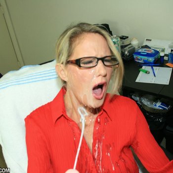 Bridgett Lee takes cum all over her shirt