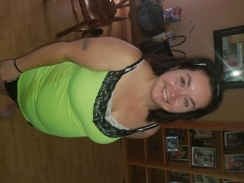 Brunette BBW stripping down and showing her boobies - 000005
