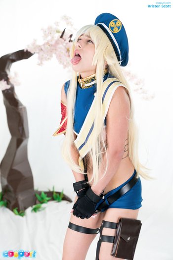 Hot blondie Kristen Scott in sexy uniform plays with her pussy 014