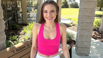Cute neighbor Rose Carter teases outdoors and comes into the house for sex — 1