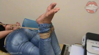 Naughty blonde is hogtied on the table - Black-Fox-Bound-Hogtied (1)